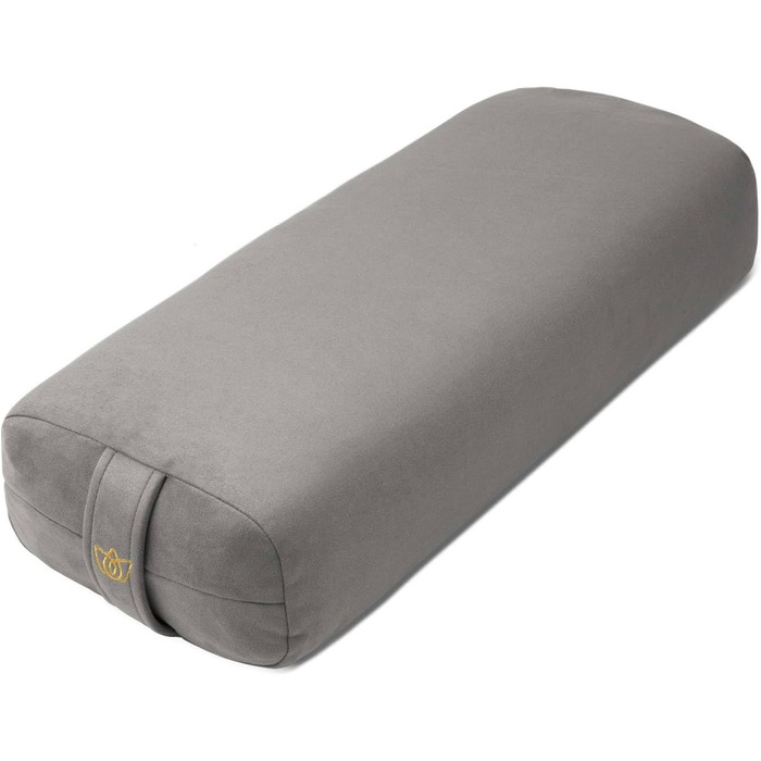 Подушка Florensi Yoga Bolster - Розкішний оксамитовий валик для відновлювальної йоги - Велика прямокутна подушка з ручкою для перенесення - Підтримуюча подушка для медитації - Чохол і ручка для перенесення можна прати в пральній машині (сірий)