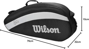 Тенісна сумка Wilson Roger Federer Team Wilson Racquet Bag Feded Team, до 3 ракеток, чорна/біла, WR8005801001