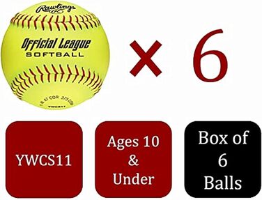 М'які м'ячі Rawlings Official League, 27,9 см, 6 шт (YWCS11)