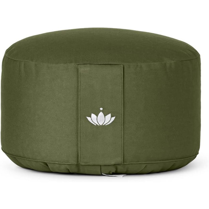 Подушка для медитації Lotuscrafts Yoga Cushion Extra High - Висота сидіння 20 см - Бавовняний чохол, який можна прати - Подушка для сидіння для йоги з наповнювачем зі спельти - Сертифіковано GOTS (олія зелена)