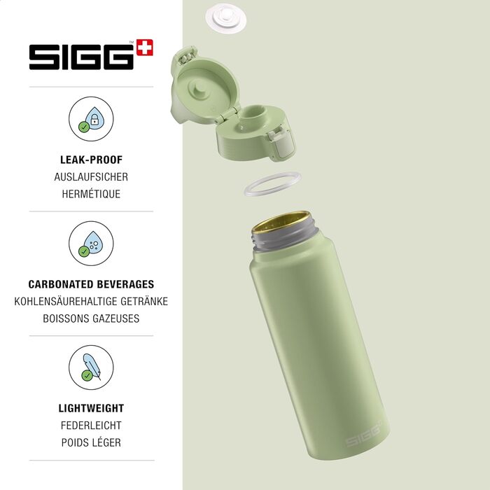 SIGG Алюмінієва пляшка для напоїв WMB One, Швейцарія, для газованих напоїв, герметична, легка, BPA-free, Outdoor, 1 л/0,75 л