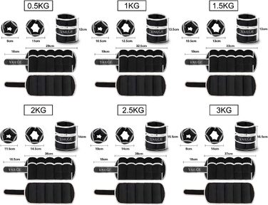 Манжети з вагою Vailge 0,5-3 кг для фітнесу та бігу