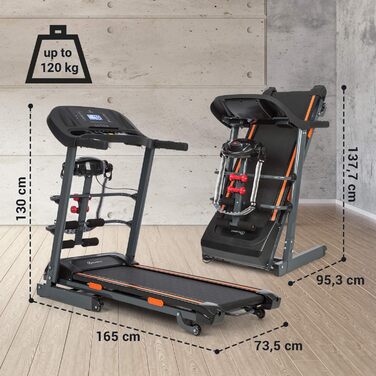Бігова доріжка Capital Sports Pacemaker F120 для дому, складана, електрична, 12 км/год, безшумний двигун, з/без масажної станції