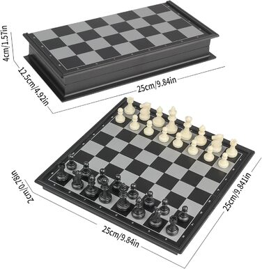 Складаний магнітний набір 3-в-1 Andux: шахи, нарди, шашки, розмір L (25x25x2 см)