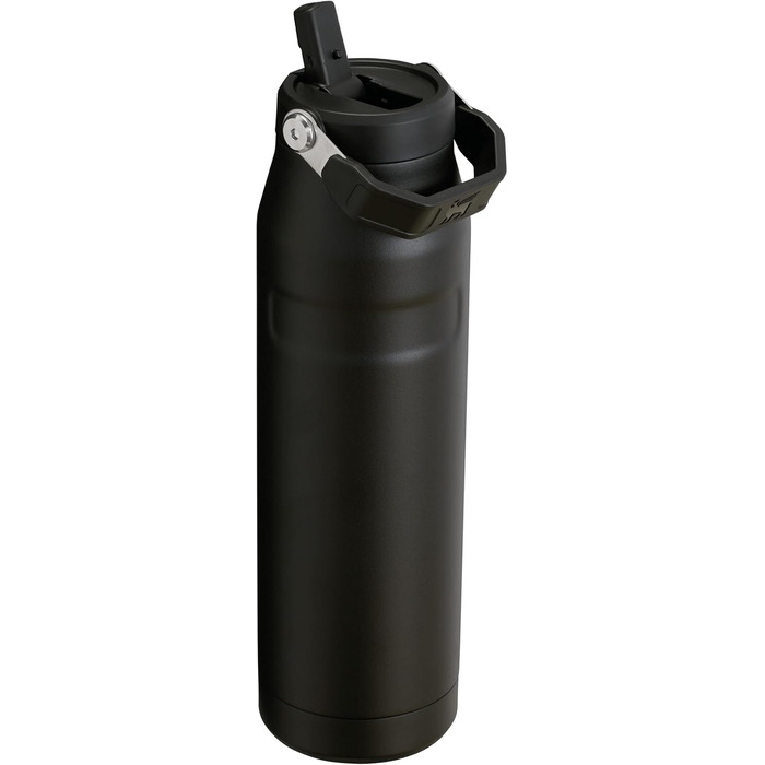 Термобутилка Stanley Flip Straw 2.0 з трубочкою 1,06 л, чорна, BPA-free, не протікає, зберігає холод до 17 годин, лід до 4 днів, підходить для тримача напоїв, можна мити в посудомийці