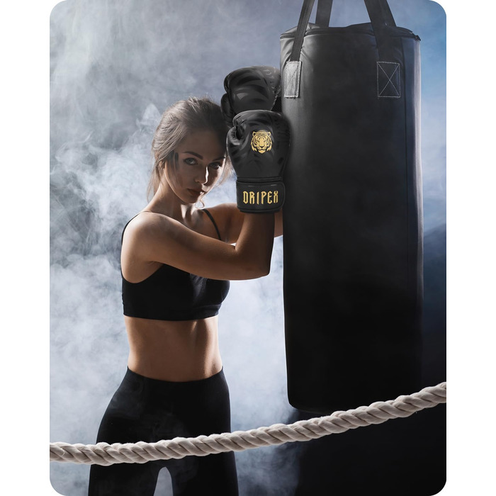Боксерські рукавички Dripex 14 унцій, PU шкіра, золоті, для боксу, MMA, муай-тай, кікбоксингу, чоловічі, жіночі, підліткові