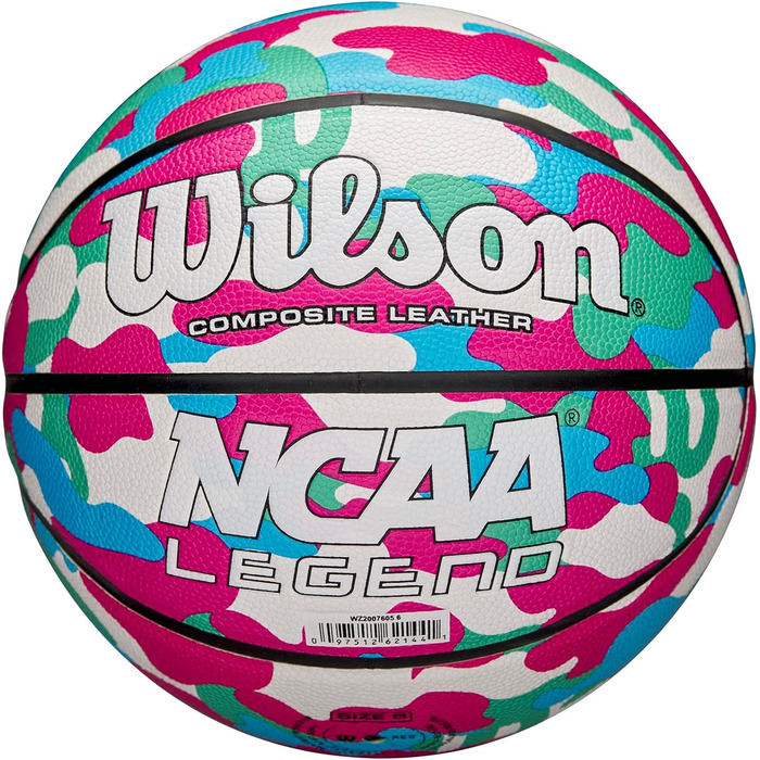 Баскетбольні м'ячі WILSON NCAA Legend 74,9 см, 72,4 см, 69,8 см Розмір 7 - 29,5 (рожевий камуфляж, розмір 6 - 28,5')