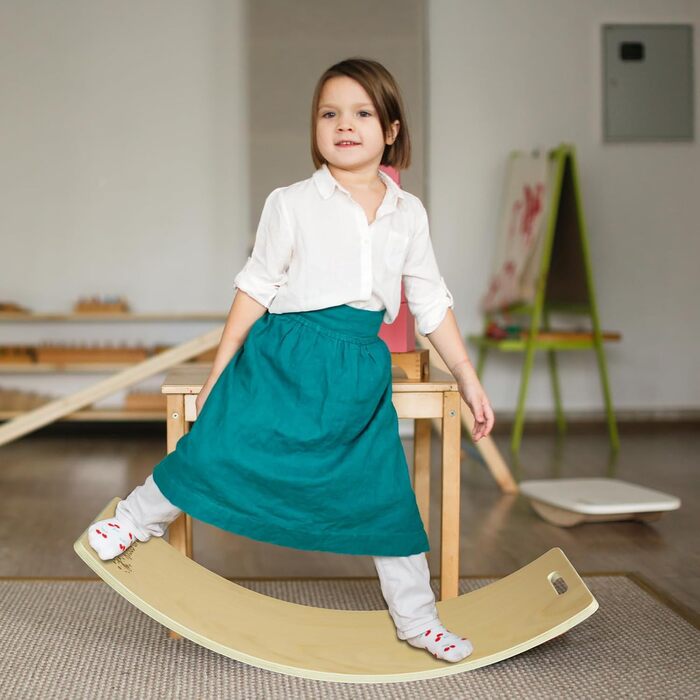 Дитяча балансувальна дошка CCLIFE з дерева, 85x30 см, з EVA-матом, Montessori-іграшка для дітей від 3 років