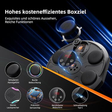 Музична бокс-машина HotHands для стіни, професійна, з LED підсвіткою, Bluetooth, 12 режимів швидкості, з боксерськими рукавичками, для дітей і дорослих