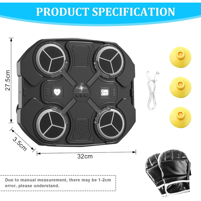 Боксерська машина Hengrongshen, світлодіодна, Bluetooth, з рукавичками