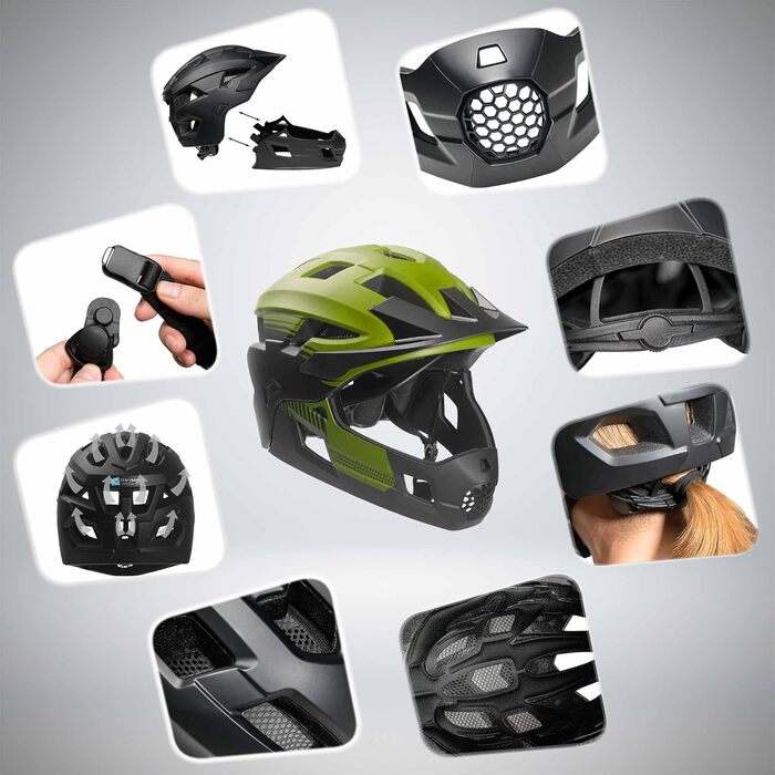 Шолом дитячий Fullface MTB, BMX, Скейт Знімний захист підборіддя M 54-57 см