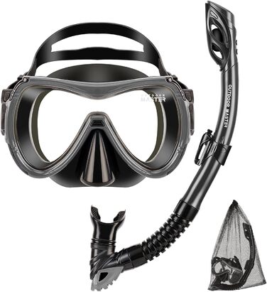 Набір для снорклінгу OutdoorMaster Mobula для дорослих: маска з загартованим склом, антифог, сухий трубка для плавання, дайвінгу, підводного плавання