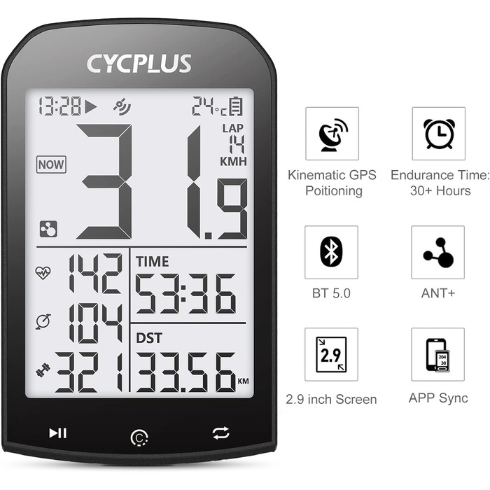 Велокомп'ютер CYCPLUS GPS, водонепроникний спідометр ANT