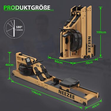 Тренажер гребний дерев'яний Neezee, Bluetooth, тримач для планшета