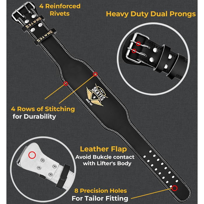 Ковзани спортивний шкіряний пояс для важкої атлетики, шириною 10,2 см, м'який, поперекова підтримка, регульований пояс для важкої атлетики для пауерліфтингу, бодібілдингу, станової тяги, присідань, олімпійський L підходить для талії від 32 до 36 дюймів Ро