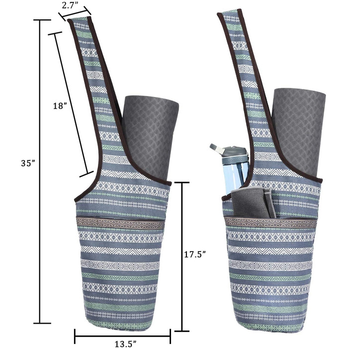 Полотняні сумки для йоги Ewedoos для більшості килимків для йоги та аксесуарів для йоги (смужки)
