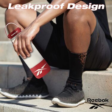 Пляшка для води Reebok 1,2 л - нержавіюча сталь, ізольована, біла/червона