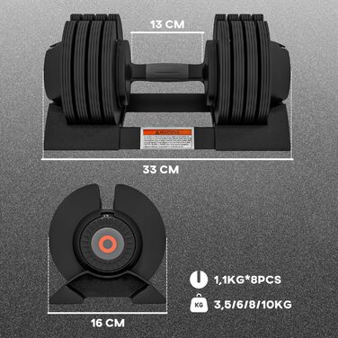 Гантелі Регульовані 3,5-10 кг з відділенням, Non-Slip, Black