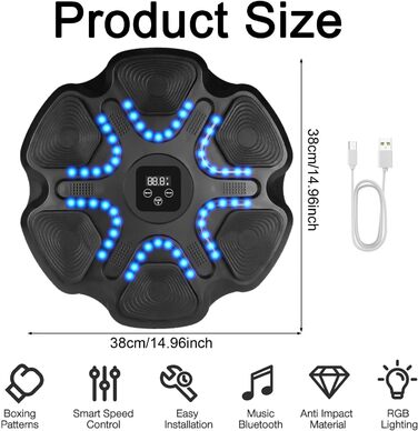 Музична Bluetooth бокс-машина для тренувань, електронна настінна ціль для боксу, розумна ударна установка