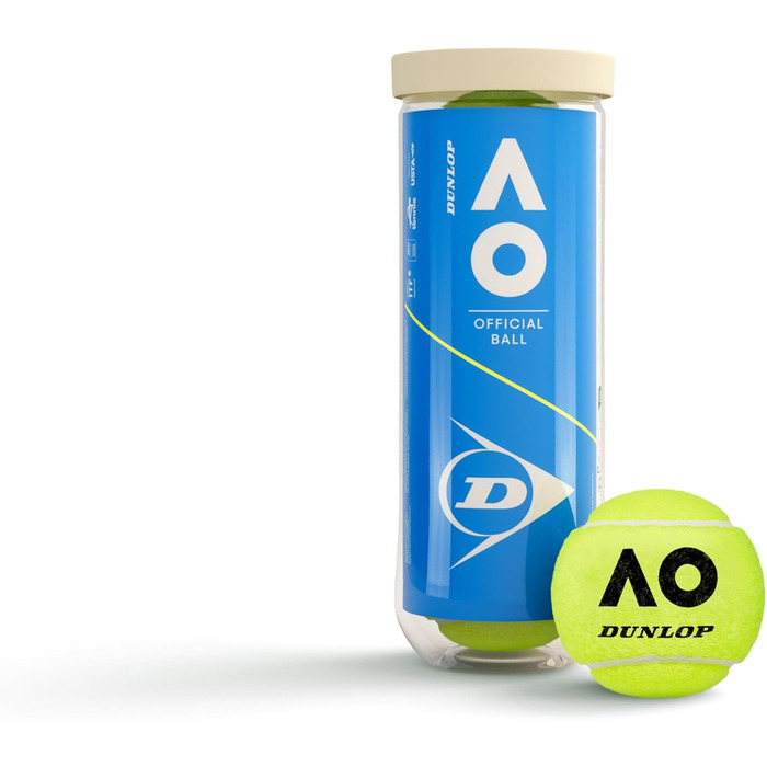 Тенісні м'ячі DUNLOP Australian Open для ґрунту, хардкорту та трави, 3 шт.