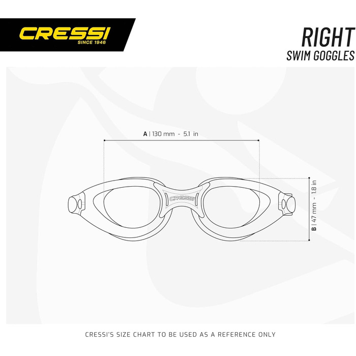 Окуляри для плавання CRESSI Right, чорний, антифог, UV-захист, універсальний.