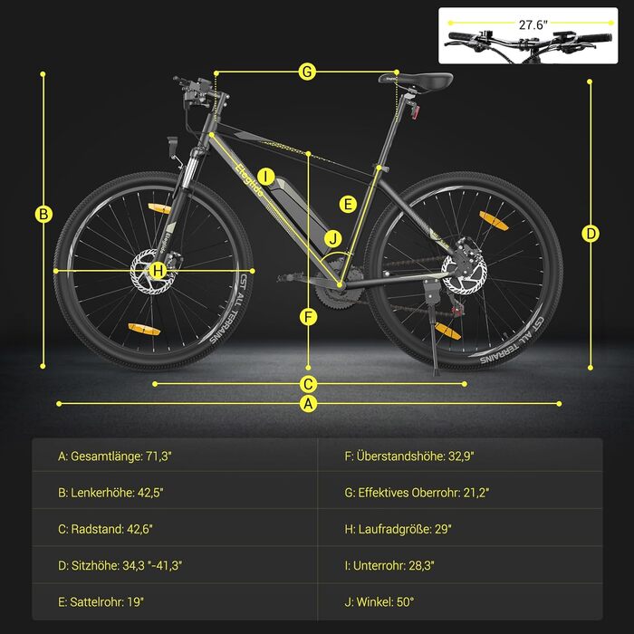 Акумулятор Eleglide M1 Plus E-MTB 27.5/29 36V 12.5Ah, 21 передач, 250Вт