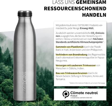Термобутилка 720°DGREE milkyBottle 1 л, нержавіюча сталь, BPA-free, герметична, для газованої води, спорту, фітнесу, школи, кемпінгу