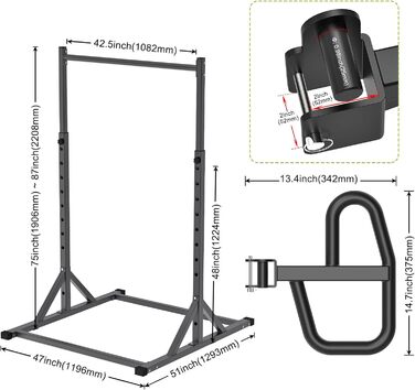 Окремостояча силова вежа SELEWARE Pull-Up Bar - з регульованою силовою стійкою Dip Station на 2 x 2 дюйми та 1 дюйм Домашній тренажерний зал місткістю 226,8 кг (чорний, зі станцією занурення)