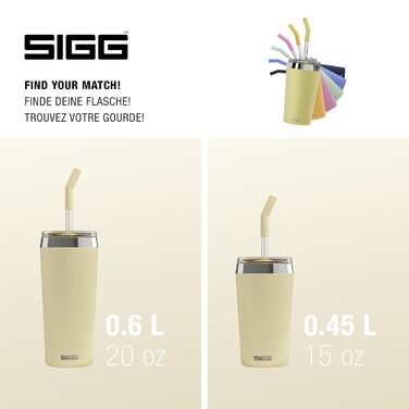 Кружка SIGG Helia жовта - 0,45/0,6 л, скляна соломинка, без BPA, сталь