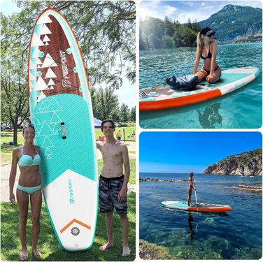 FBSPORT Преміум надувна SUP дошка для йоги, з повним комплектом аксесуарів: широка стійка, антиковзке покриття, весло, насос, страхувальний трос і сумка, для підлітків і дорослих
