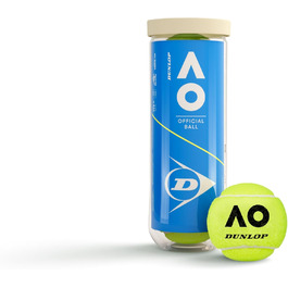 Тенісні м'ячі DUNLOP Australian Open для ґрунту, хардкорту та трави, 3 шт.