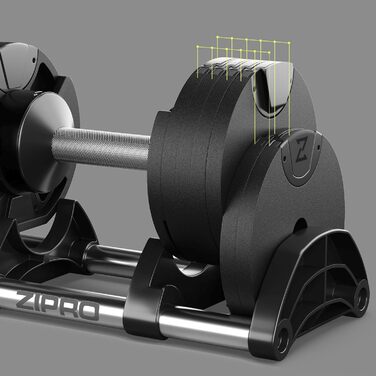 Регульовані гантелі Zipro Round, ука нековзна гантель 24-36 кг, регульовані ваги, 12-16 налаштувань, вагова система від 2 до 24-36 кг, силові тренування для дому, домашнього тренажерного залу, тренажерного залу 24 кг