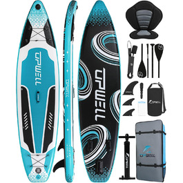 UPWELL Надувна SUP-дошка 320/335 см для дорослих і підлітків з преміум аксесуарами: рюкзак, гермомішок 10 л, 2-в-1 весло, страхувальний лиш, ручний насос, плавці