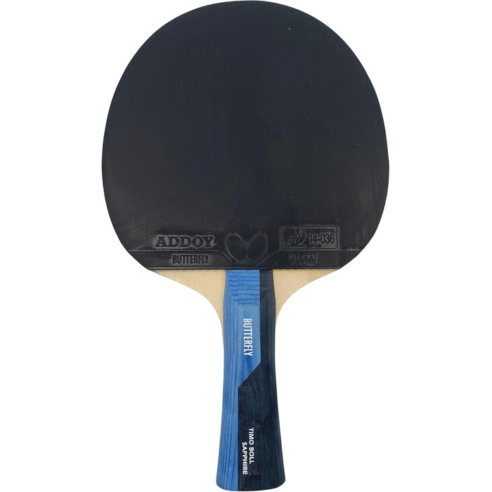 Ракетка для настільного тенісу Butterfly Timo Boll Sapphire Сертифікована ITTF гума Addoy для змагань з губкою 1,7 мм Для амбітних гравців-аматорів, чорний/синій