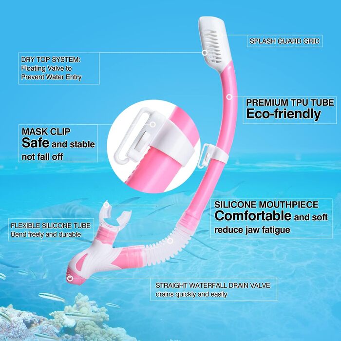 Маска для дайвінгу DIZOKIZO Snorkel Set для дорослих (рожева)