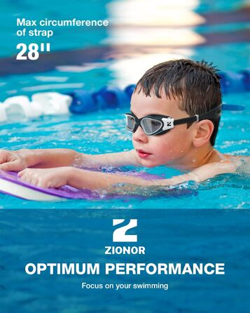 Окуляри для плавання ZIONOR Kids Swim Cap, Окуляри для плавання G1MINI Polarized Anti Fog із захистом від ультрафіолету для дівчаток і хлопчиків (8-14 років) (BlackWhite-Clear-No Polarized, чорна шапочка для плавання)