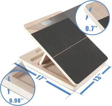 Похила дошка, Носилки для литок зі сталі/дерева, регульована та портативна похила дошка, тренувальний пристрій з ручкою для перенесення та антиковзаючим покриттям, тренажер для лит, клин для присідань для будь-якого віку 3 кутові дерева, 4All