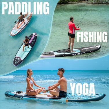 Надувна SUP-дошка ATPROSS 350x89x15 см, витримує до 200 кг, широка, для дорослих, з набором аксесуарів і рюкзаком, стійка, нековзка, для йоги, риболовлі та серфінгу