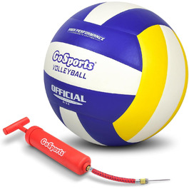 Волейбольний м'яч GoSports для залу, синтетична шкіра, стандартний розмір, з насосом
