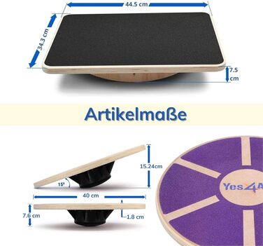 В комплекті, плакат для вправ з ручкою та нековзною поверхнею Пластикова дошка для хитання преміум-класу Ø 40 см - Ø 41 см, більш барвиста для вашої стабільності та тренування всього тіла Combo Balance Board Wood, 4All Balance Board