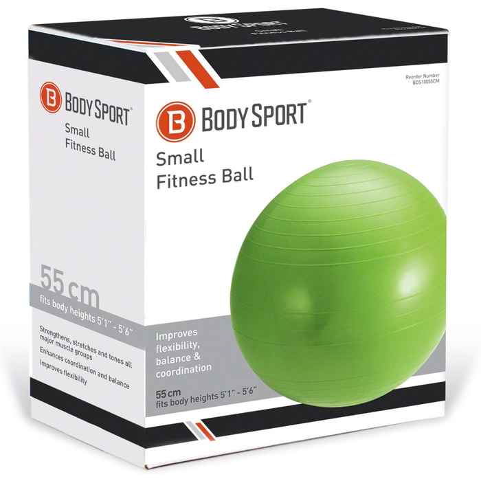 М'яч Body Sport з насосом, 55 см, зелений Фітнес, Йога, Пілатес