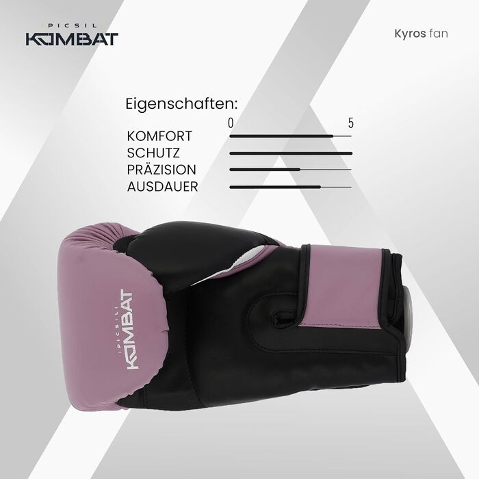 Боксерські рукавички Picsil Kombat Kyros 14oz для муай-тай, ММА, кікбоксингу, унісекс, лілові, тренувальні та бойові