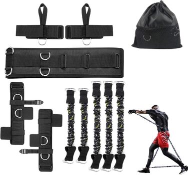 Стрічки опору Боксерські стрічки опору Бокс Sfeexun Boxing Expander Resistance Boxing Sport, Боксерські гумки Боксерські гумки Боксерські тренувальні стрічки Боксерські стрічки опору Коробка Тренувальне обладнання, 300/200/150 фунтів (200 фунтів, чорний)