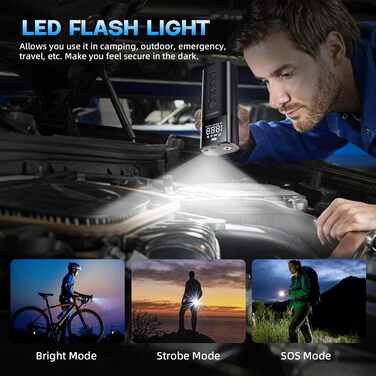 Електричний портативний компресор PARKVISION 8000mAh, 150 PSI з LED, для авто, велосипедів, мотоциклів та м'ячів