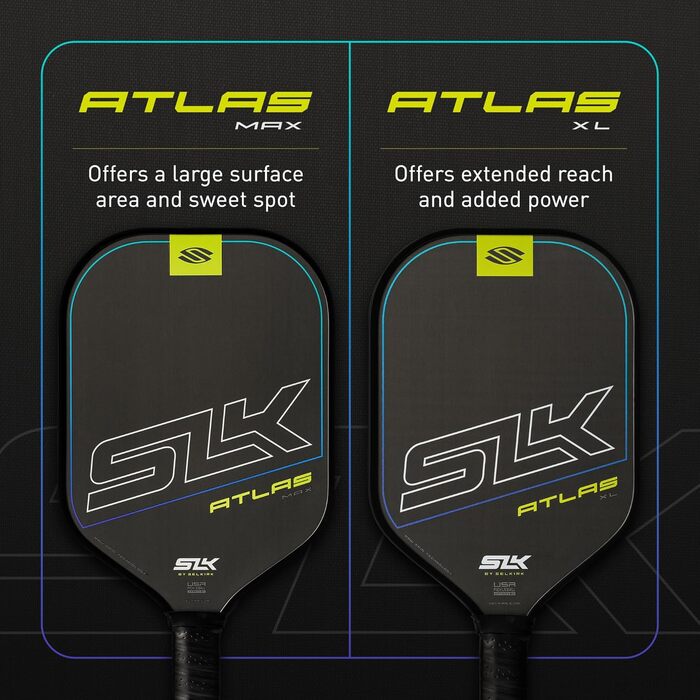 Падл для піклболу Selkirk Sport Atlas Max SLK Raw з вуглецевого волокна, розроблений у США, ідеальний для початківців, Oasis