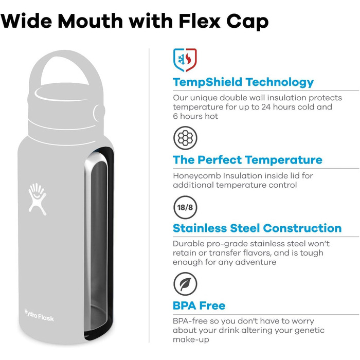 Термобутилка HYDRO FLASK 946 мл з нержавіючої сталі, вакуумна, спортивна, з герметичною кришкою Flex Cap, широким горлом, для води, ананасова, підходить для посудомийки