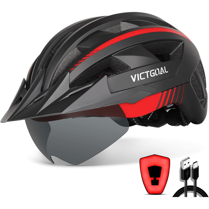 Велосипедний шолом VICTGOAL для чоловіків і жінок MTB з магнітним знімним візором, 21 вентиляційний отвір, регульований, захисні окуляри
