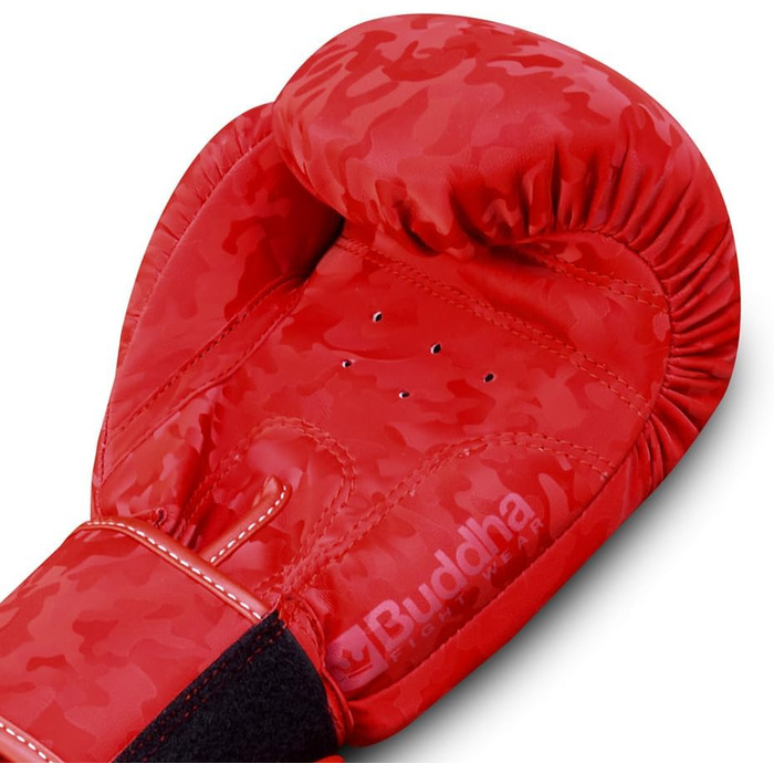Боксерські рукавички BUDDHA FIGHT WEAR 10oz для Муай Тай та кікбоксингу, штучна шкіра, антимікробна підкладка, посилені шви, дизайн 'Червона армія', Таїланд