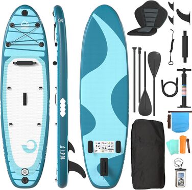 Надувна SUP-дошка Devoko 320 см, 2-в-1 з каяк-сидінням і аксесуарами, до 160 кг, для серфінгу, риболовлі та йоги