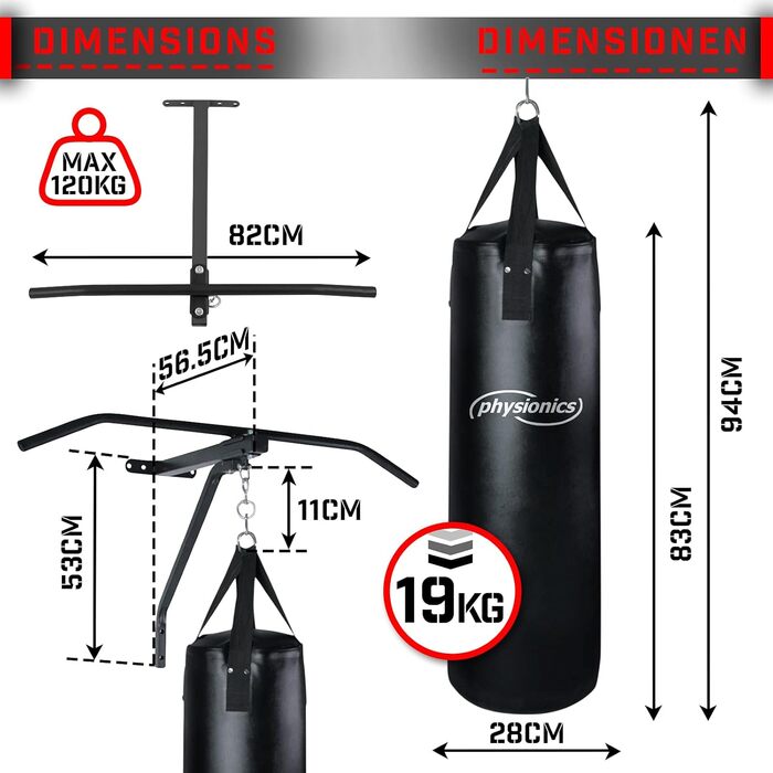 Набір тягачів і груші Physionics 28x83 см, 19 кг, макс. 120 кг